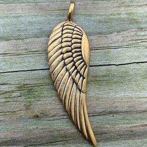 Angel wing pendant gold tone jeweler’s bronze Peter Stone